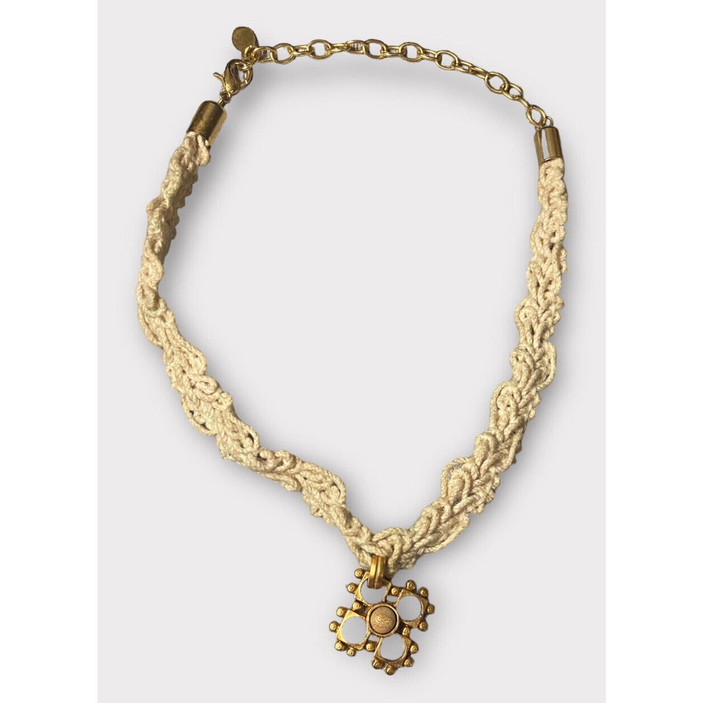 Vintage Robert Rose Crochet Cross Necklace